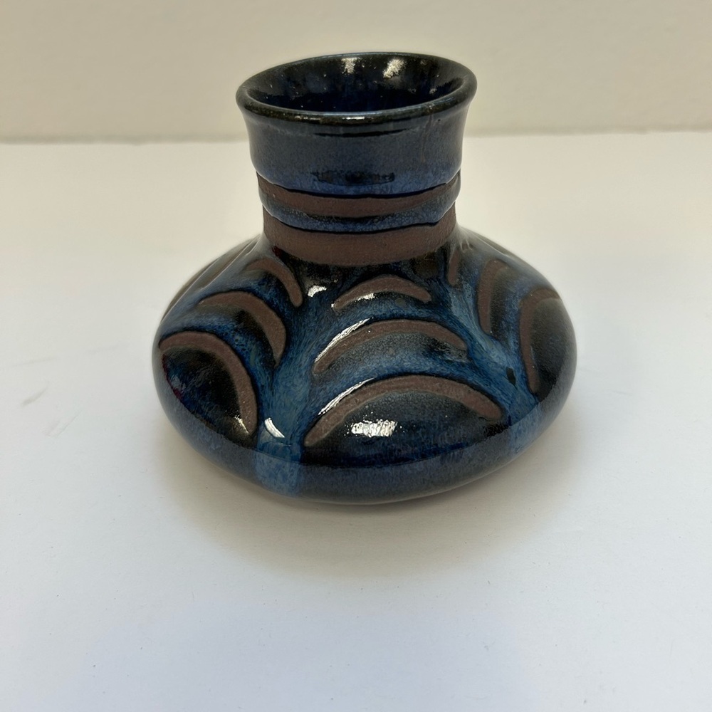 Blue and Brown Studio Pottery Small Vase